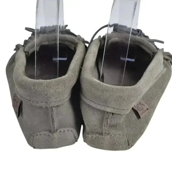 Laurentian Chief Canada Moccasins Spider Fringe Flap Suede Gray Size 7 - Picture 6 of 8